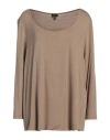 Claus Tyler Woman T-shirt Camel Size 3xl Viscose, Elastane In Beige