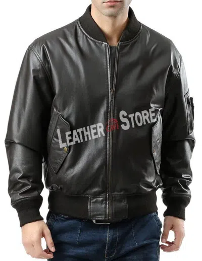 Pre-owned Claw Intl Mens Bomber Classic Air Force Pilot Casual Genuine Leather Jacket