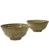 Clay And Limes Grey Ramen Bowls In Green