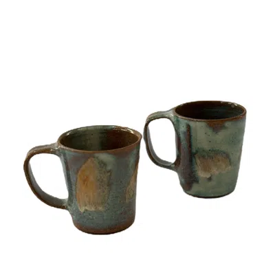 Clay And Limes Orange / Brown / Blue Coffee Mugs In Green