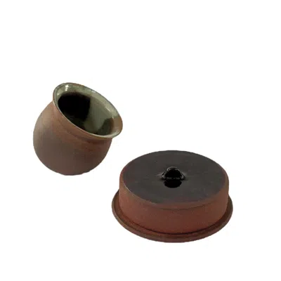 Clay And Limes Red Salt Pig & Butter Dish Set In Brown