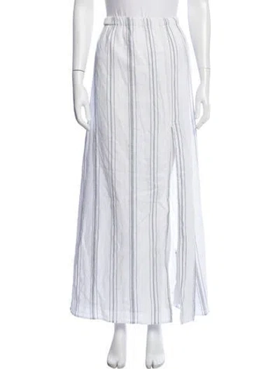 Pre-owned Clayton Striped Long Skirt In White