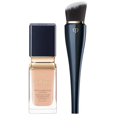 Clé De Peau Beauté Radiant Fluid Foundation Natural 35ml &  High Coverage Foundation Brush (various S In B10