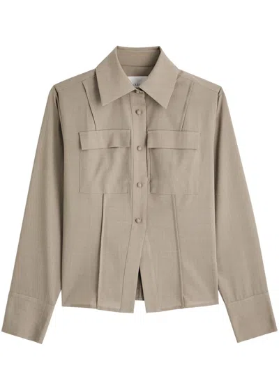 Clea Aiden Wool-blend Shirt In Taupe