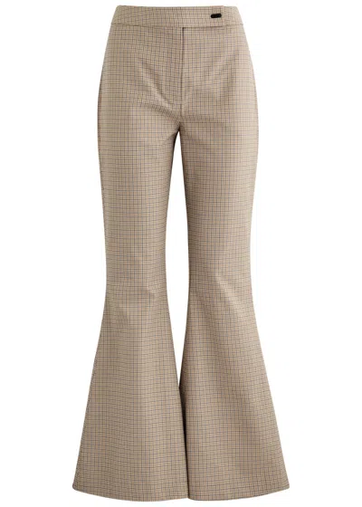 Clea Alessandra Checked Cotton-blend Trousers In Beige