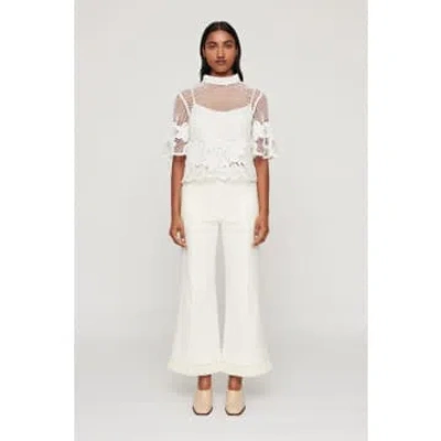 CLEA CLEA AMAANI LACE EMBROIDERED TOP SIZE: M, COL: WHITE