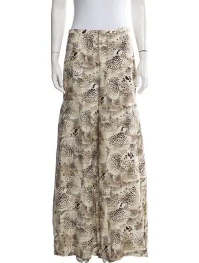 Pre-owned Clea Animal Print Wide Leg Pants In Neutrals