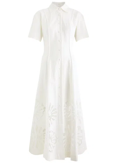 Clea Annalise Linen-blend Maxi Dress In White