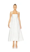 Clea Anton Floral-jacquard Twill Midi Dress In White