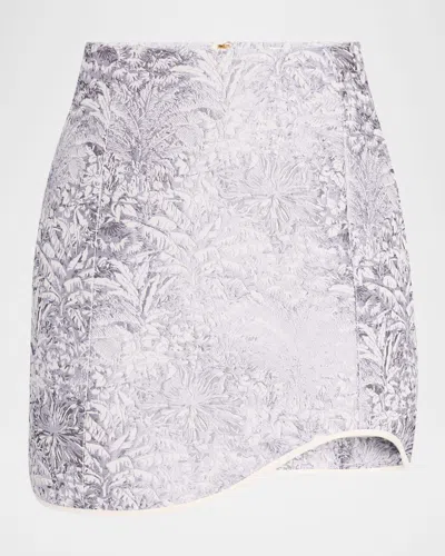Clea Bowie Mini Skirt In Orchid Palm Jacquard