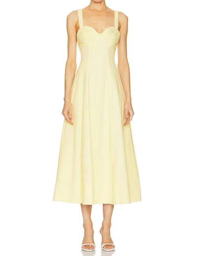 Clea Carla Embroidered Long Dress In Limoncello In Yellow