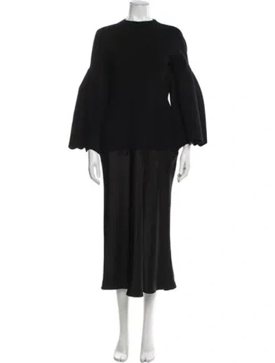 Pre-owned Clea Crew Neck Long Dress In Blue