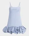 Clea Daisy Bubble Hem Mini Dress In Blue