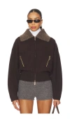 Clea Dakota Boiled Wool Bomber In Brown