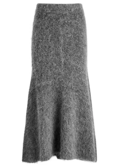 Clea Davis Alpaca-blend Maxi Skirt In Charcoal