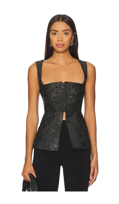 Clea Delfina Top In Black Petunia Jacquard