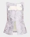 Clea Delfina Top In Orchid Palm Jacquard