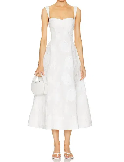 Clea Emilia Midi Dress In Cloud Jacquard In White