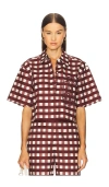 Clea Flavio Boxy Shirt In Burgundy