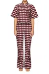 Clea Flavio Boxy Shirt In Wine Picnic In Multi