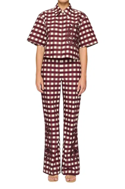 CLEA FLAVIO BOXY SHIRT IN WINE PICNIC