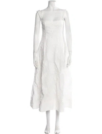 Pre-owned Clea Floral Print Midi Length Dress In White
