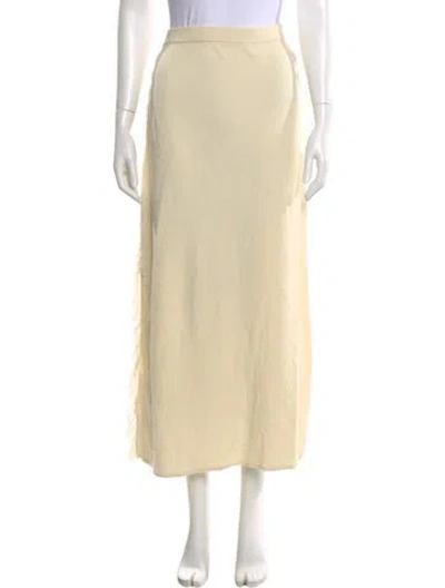 Pre-owned Clea Fringe Trim Accent Midi Length Skirt In Neutral
