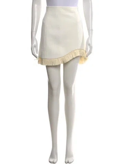 Pre-owned Clea Fringe Trim Accent Mini Skirt In White
