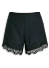 Clea Jade Floral-embroidered Linen-blend Shorts In Green