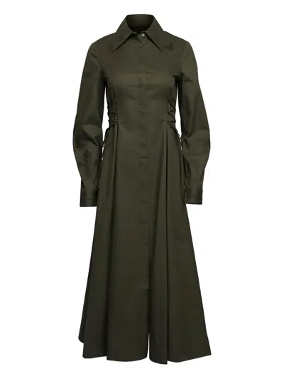 Clea Josephine Lace-up Midi Dress In Green