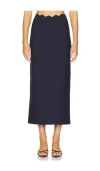 Clea Lennon Crepe Knit Skirt In Dark Navy
