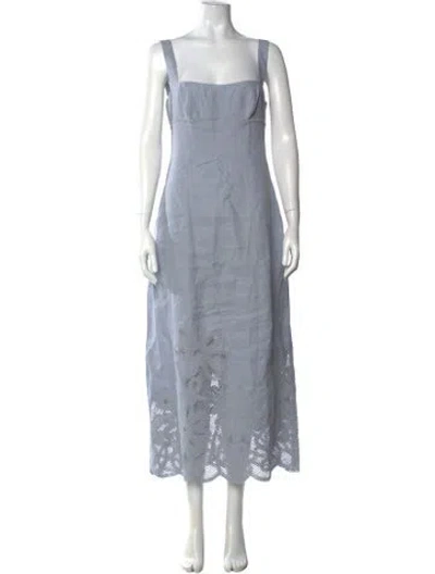 Pre-owned Clea Linen Long Dress In Blue