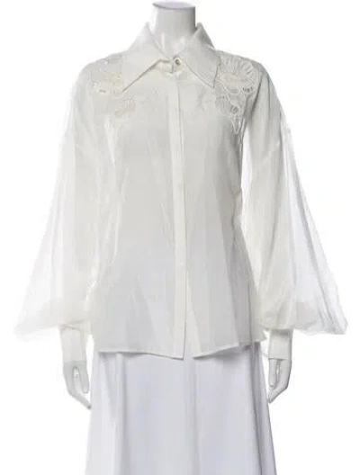 Pre-owned Clea Long Sleeve Blouse W/ Tags In White