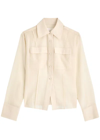 Clea Mason Semi-sheer Wool-blend Shirt In Cream