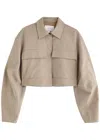 Clea Massimo Checked Cotton-blend Jacket In Beige