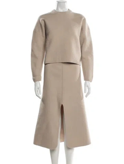 Pre-owned Clea Merino Wool Skirt Set In Neutral