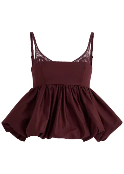 Clea Mimi Stretch-cotton Peplum Top In Dark Red