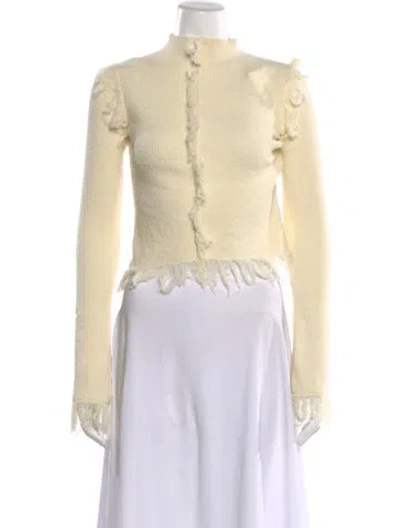 Pre-owned Clea Mock Neck Long Sleeve Top In Neutral