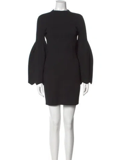 Pre-owned Clea Mock Neck Mini Dress In Black