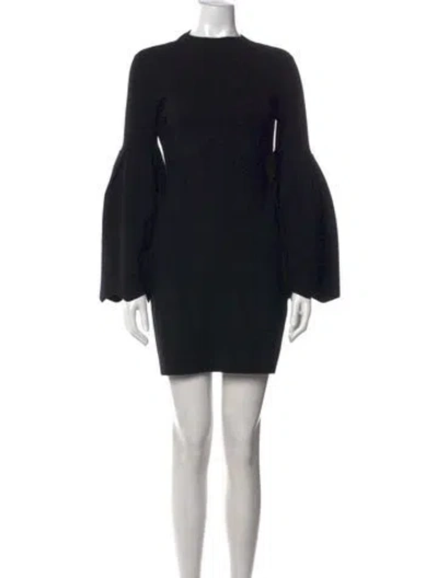 Pre-owned Clea Mock Neck Mini Dress In Black
