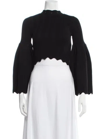 Pre-owned Clea Mock Neck Sweater In Black