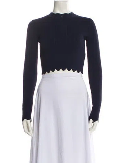 Pre-owned Clea Mock Neck Sweater In Blue