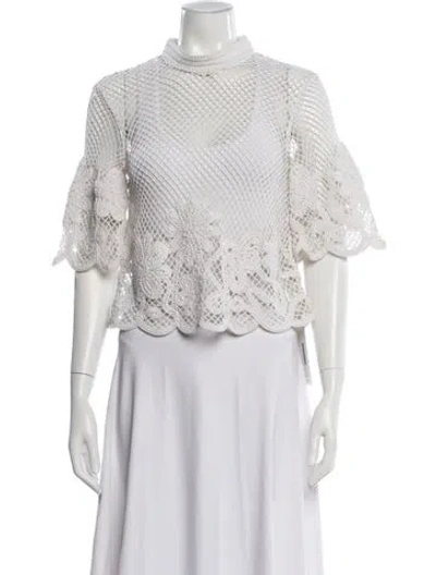 Pre-owned Clea Mock Neck Sweater In White