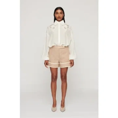 Clea Oliver Hem Detail Shorts Size: S, Col: Oat In White