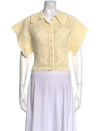 Pre-owned Clea Patterned Sweater W/ Tags In Yellow