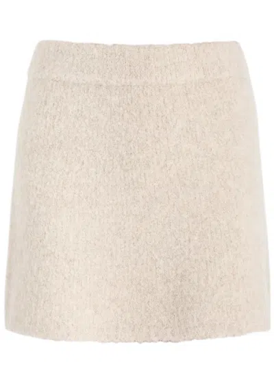 Clea Penn Wool-blend Mini Skirt In White
