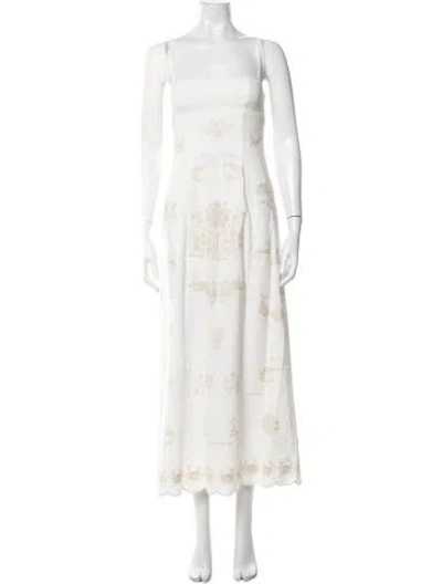 Pre-owned Clea Printed Long Dress W/ Tags In Neutrals/white