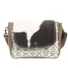 Clea Ray Women's Flower Pattern Upcycled Rug With Cowhide Flap Crossbody In Multi In Multi