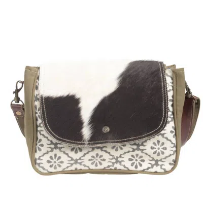 Clea Ray Women's Flower Pattern Upcycled Rug With Cowhide Flap Crossbody In Multi