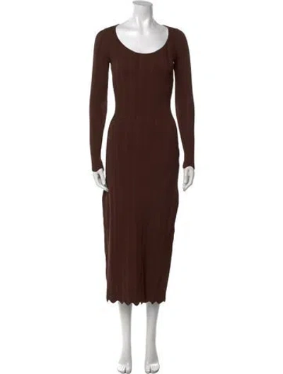 Pre-owned Clea Scoop Neck Long Dress In Brown